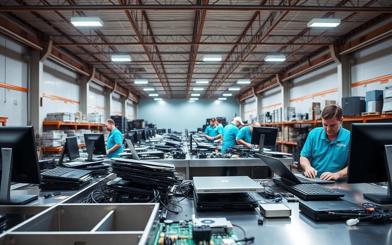 Scottsdale processing center - secure ITAD workstations Secure shredding and IT asset disposition workstations inside our Scottsdale, AZ processing center